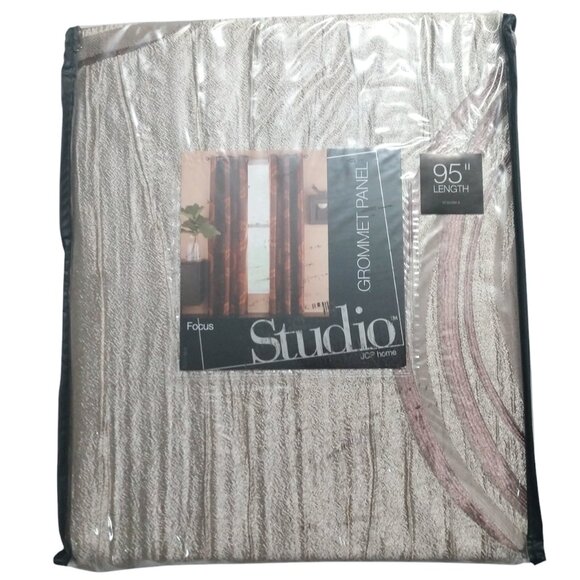 NIP JCPenney Home Studio Shimmer Dune/Dark Mocha Grommet Curtain Panel 95 in - Picture 1 of 7